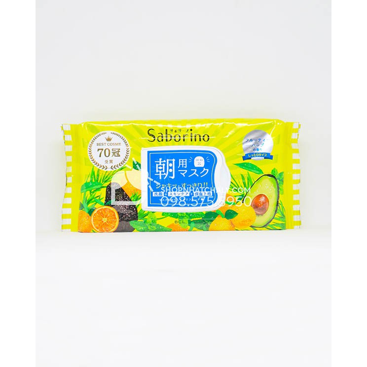 Mặt nạ giấy BCL Saborino Morning Face Mask 32 miếng Nhật. Hương trái cây/ Hương bạc hà. Mẫu mới nhất vừa về cực hot