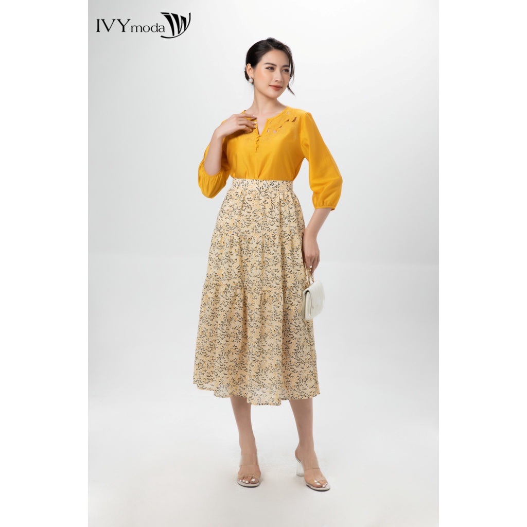 Áo sơ mi nữ thêu hoa nổi IVY moda MS 17T0120