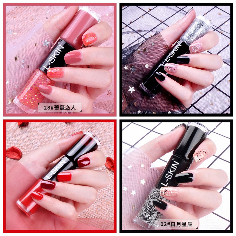 Bộ sơn móng tay hai màu microgel kim tuyến lấp lánh nhanh khô và không dễ bong tróc