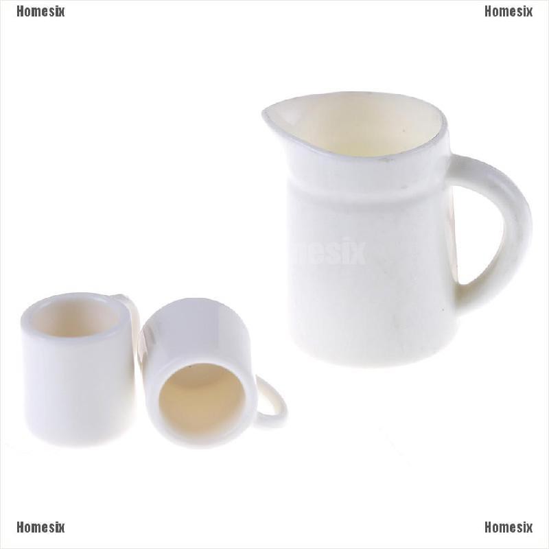 [HoMSI] 1:12 Dolls House Miniature Cups&amp;Pot Set Dollhouse Toys Plactic Coffee Tea Cups Accessory SUU