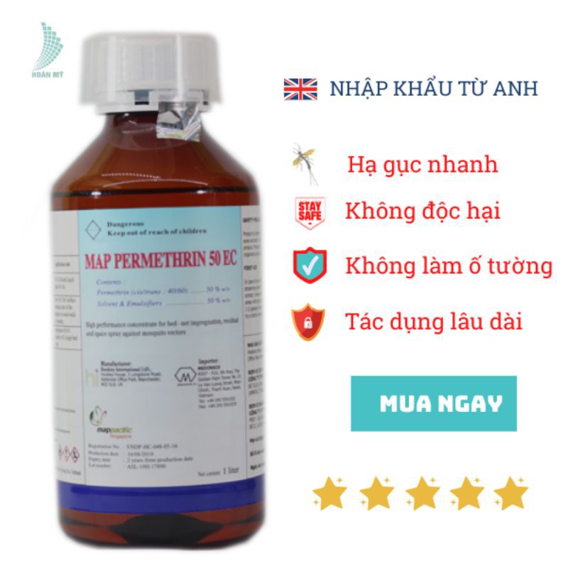 Thuốc muỗi nhập khẩu nguyên chai Anh quốc Map Permethrin 50EC 1000ml