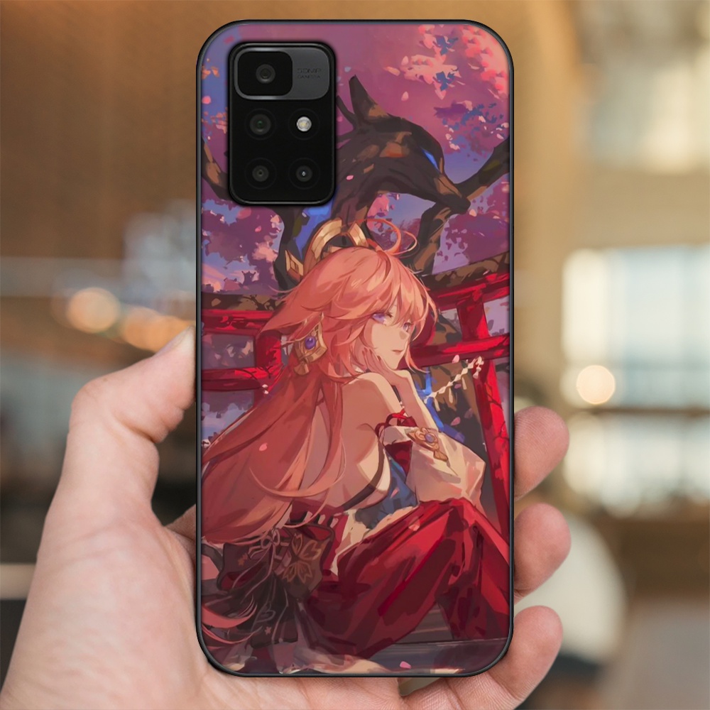 Ốp lưng Xiaomi Redmi 10 viền đen in hình Yae Miko Genshin Impact
