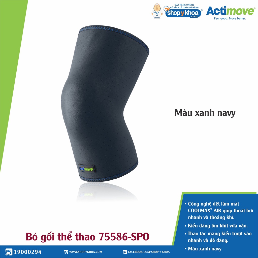 Bó Gối Thể Thao Actimove Knee Support, Màu Xanh Navy [75586-SPO]. Nhập Khẩu Châu Âu (1 Cái)