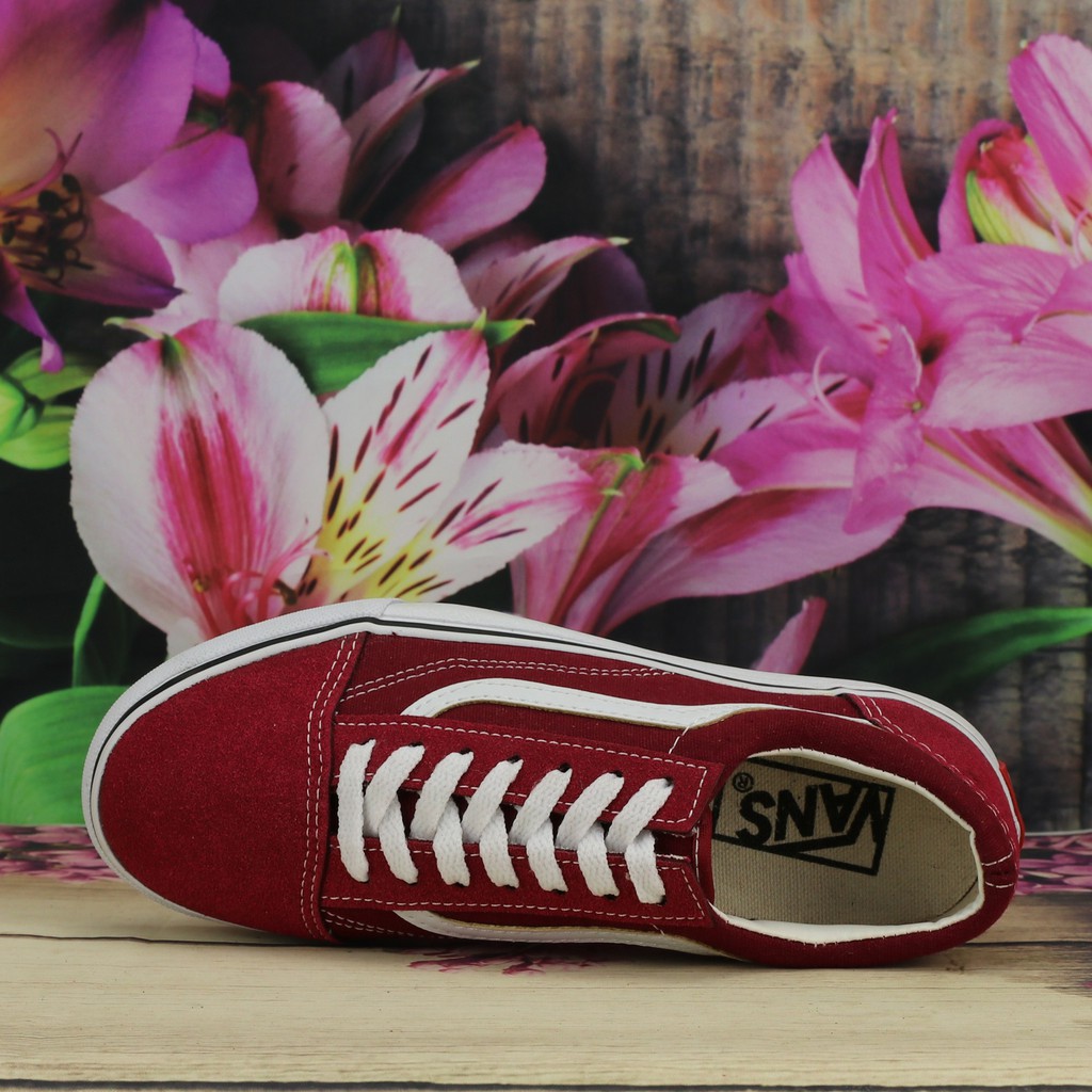 Giày Van OldSkool Vải Canvas Màu Đỏ Đậm Nam