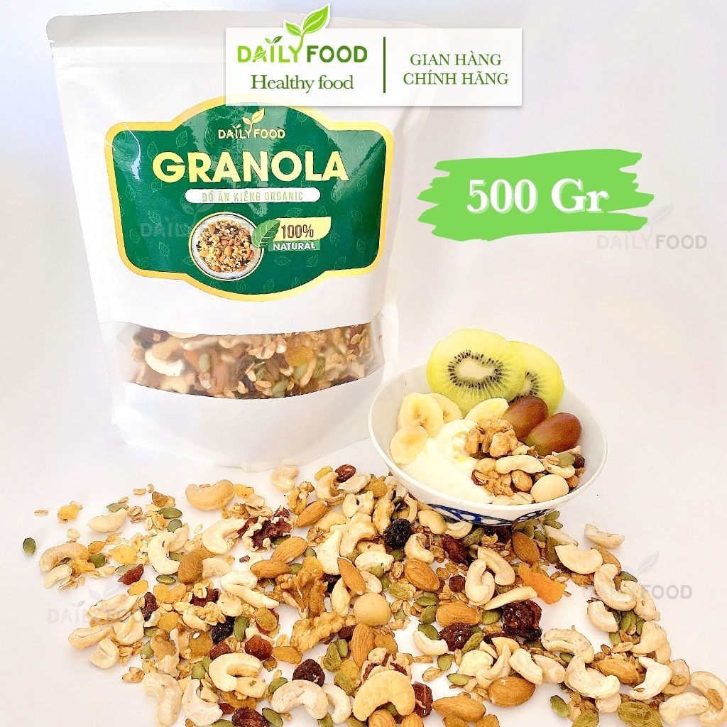 Granola ăn kiêng siêu hạt có Macca , Óc Chó Ngũ cốc giảm cân Mix 9 loại hạt DailyFood chính hãng