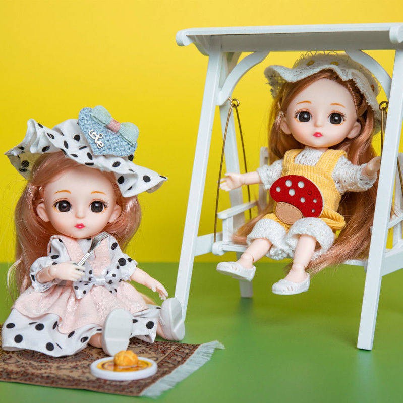 Búp bê barbie đồ chơi cô gái trao đổi phù hợp 17cm trắng tuyết mô phỏng công chúa trẻ em kèn quà sinh nhật