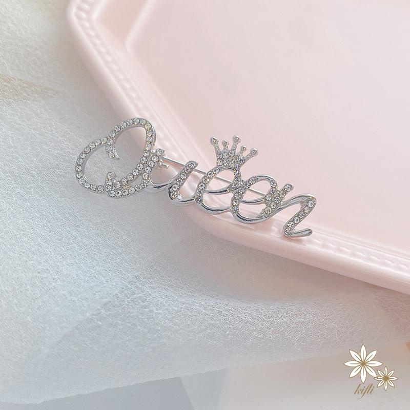 【kifli】Ghim Cài Áo Hình Vương Miện Và Chữ Queen Đính Đá Thời Trang Cho Nữ