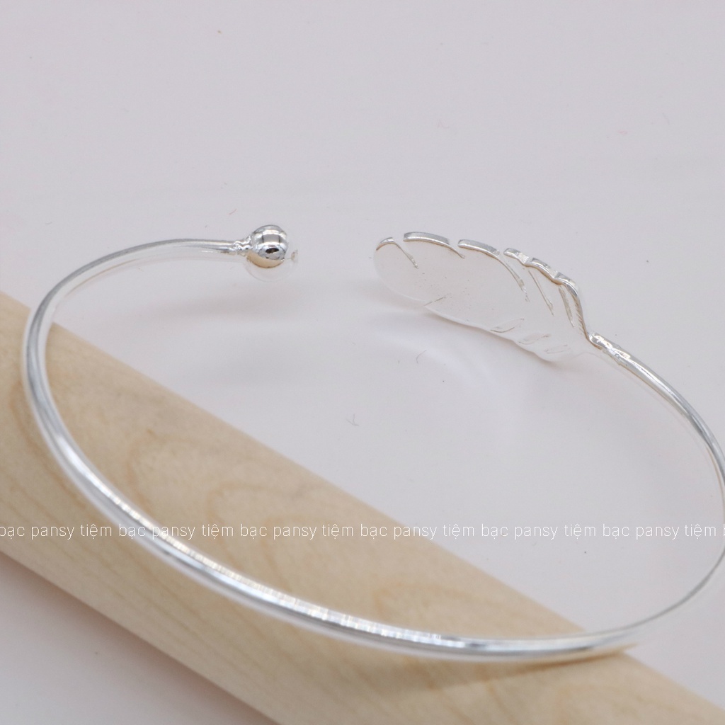 Vòng tay bạc nữ lông vũ - Vòng lắc bạc PANSY thời trang, nữ tính