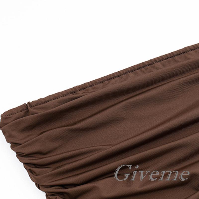 Áo Lửng Không Tay Hở Lưng Xếp Ly Màu Trơn Đơn Giản Cho Nữ