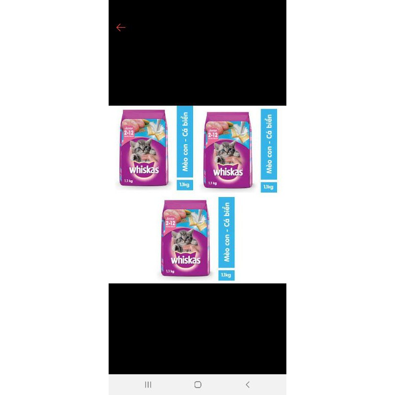 Thức ăn mèo con whiskas hạt mền có nhân trứng