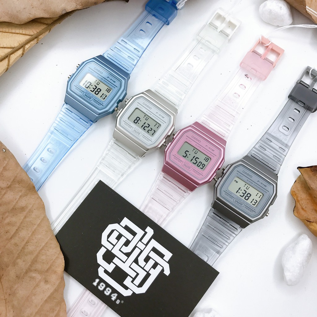 Đồng hồ nam/nữ Casio F-91 / F-91WS-7 dây nhựa, chống nước, có đèn led, hàng chính hãng