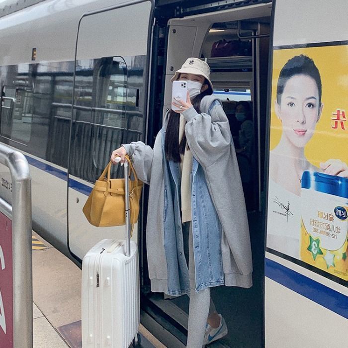 Áo Khoác Denim Có Mũ Trùm Đầu Phong Cách Đường Phố Mùa Xuân Thu Bán Chạy Hợp Thời Trang Cho Nữ