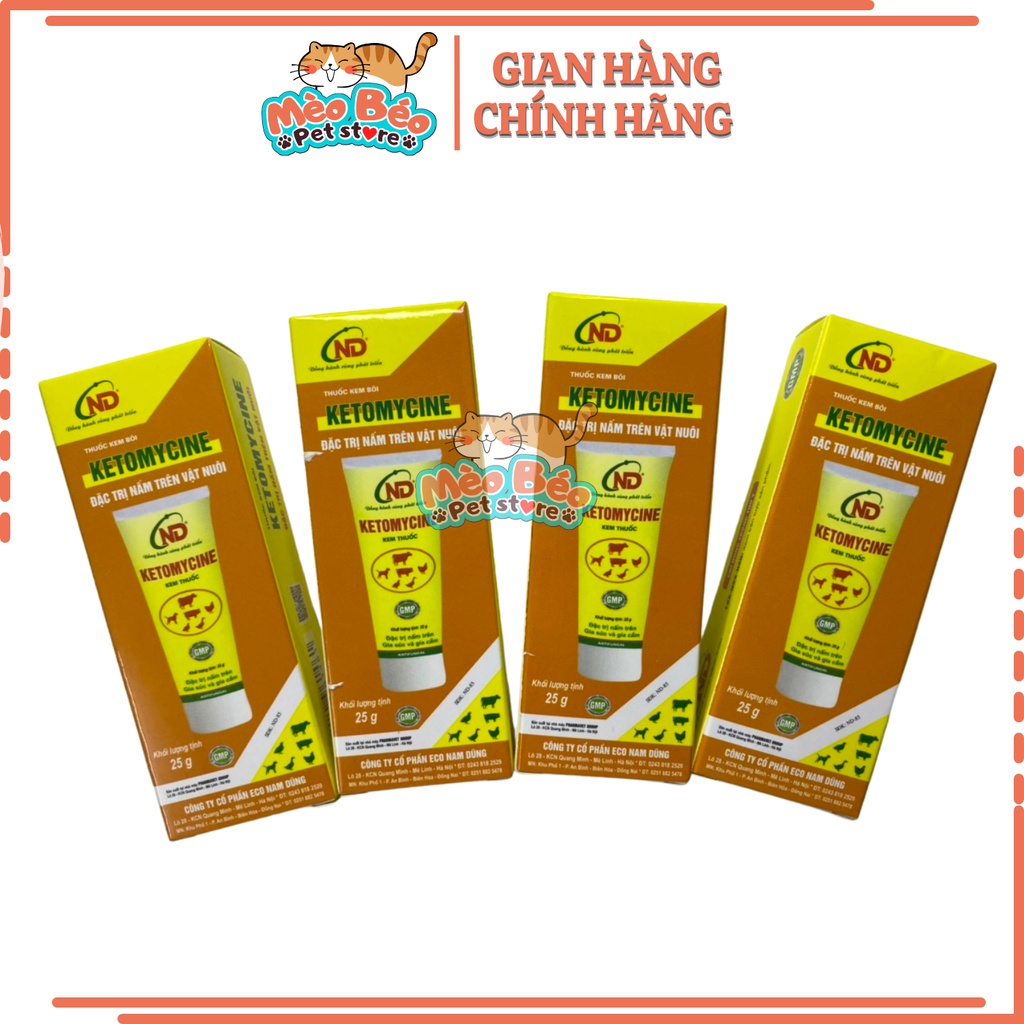 Kem bôi đặc trị nấm trên chó mèo, gia súc và gia cầm Ketomycine - 25g