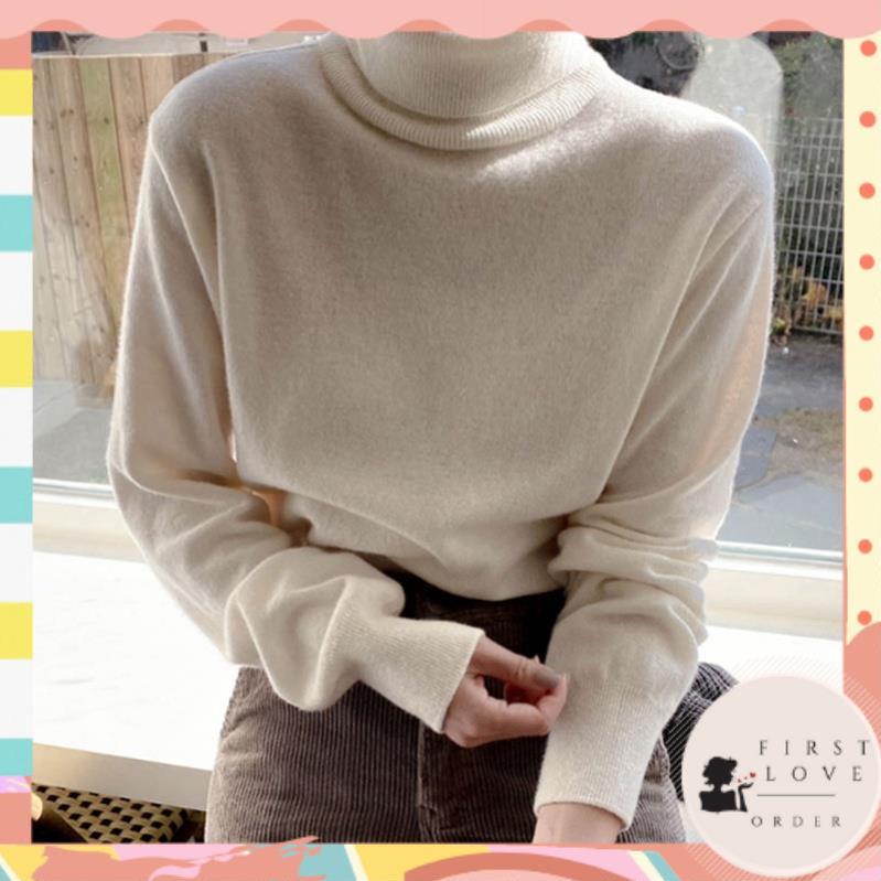 (firstlove ORDER) Áo len nữ cổ lọ form thụng rộng màu trơn style Hàn Quốc nhẹ nhàng sang trọng 01