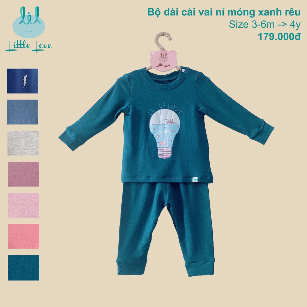 Bộ quần áo dài tay vải nỉ mỏng cho bé Lil  9 month - 4 years