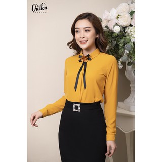 Chiffon_Áo sơ mi cổ sen tròn