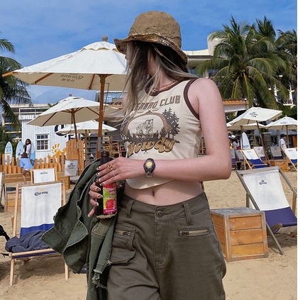 QKOOLE Áo croptop  không tay phong cách cổ điển Hàn Quốc quyến rũ cho nữ