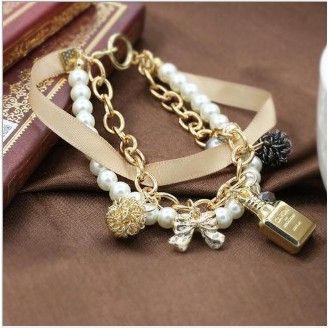 Vòng tay hạt châu nơ cung pha lê E009.