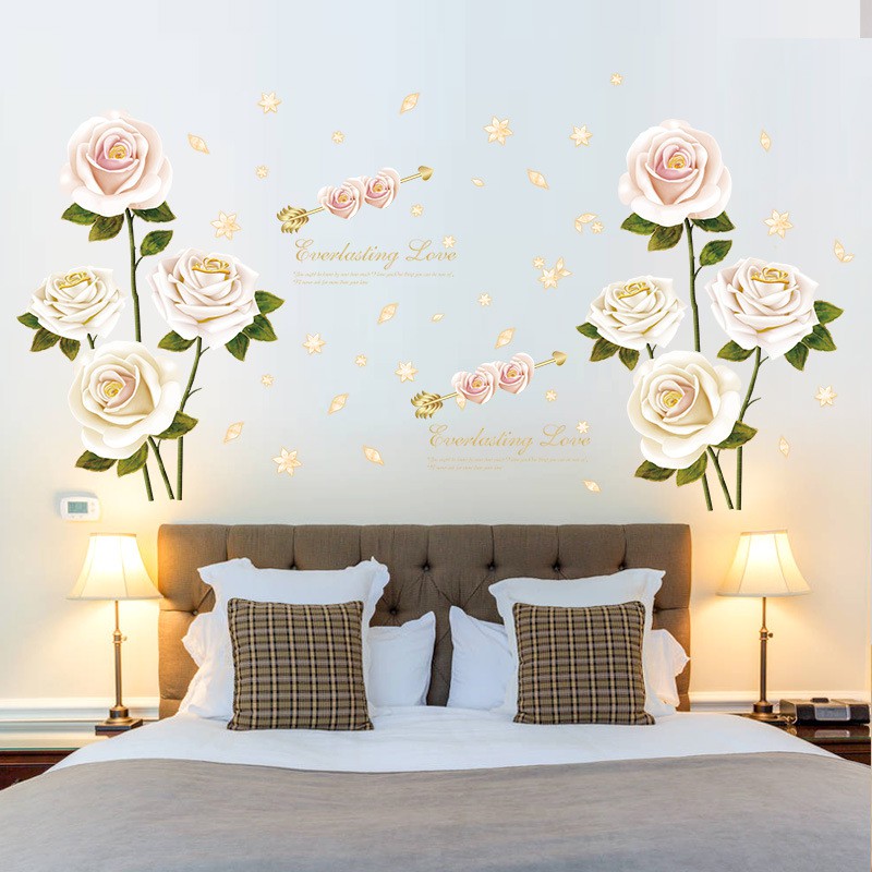 Decal dán tường Hoa hồng trắng