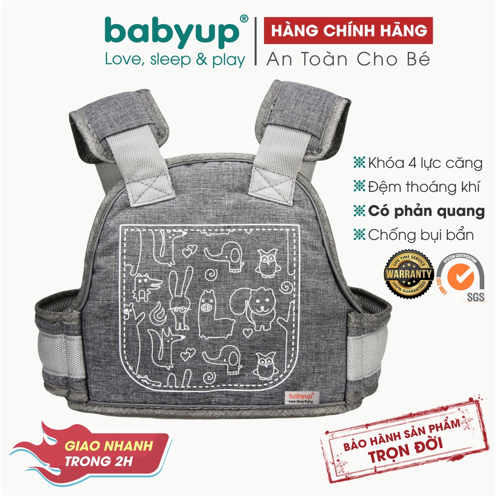 Đai đi xe máy an toàn cho bé từ 1 đến 10 tuổi Babyup, có phản quang,