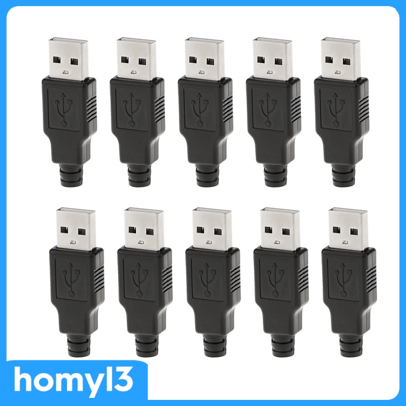 Set 10 Đầu Nối Cổng Usb 2.0 Type A 4pin Màu Đen Bằng Nhựa Kayla 's 3c