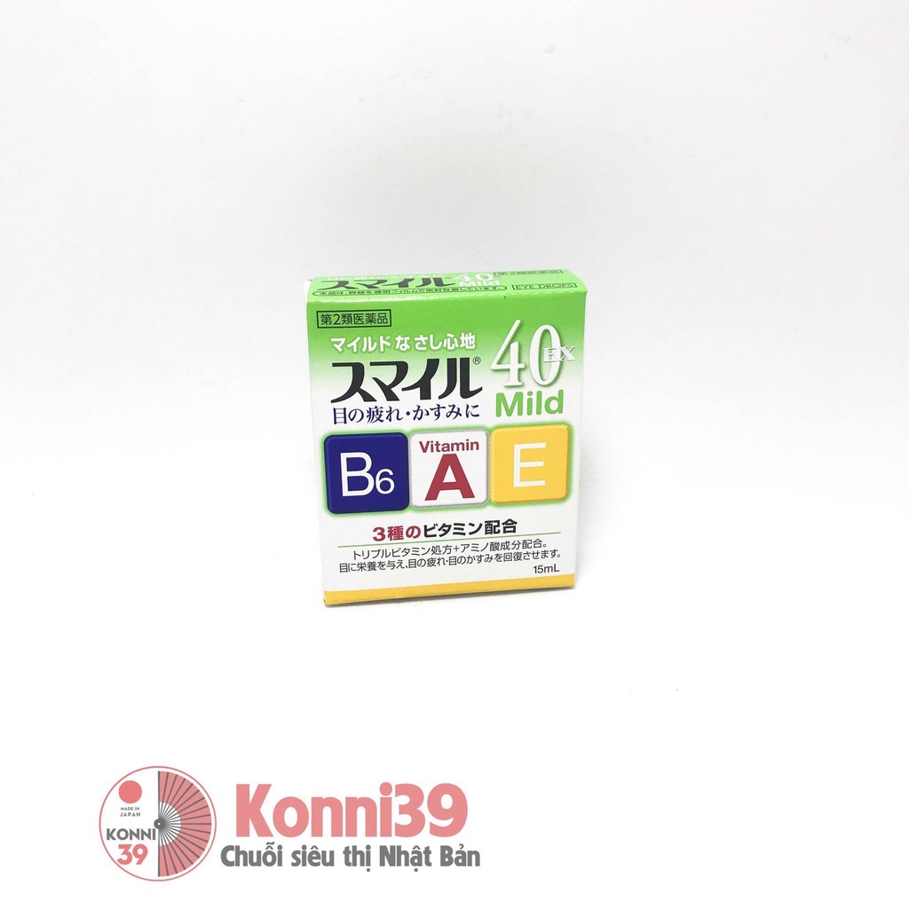 Nước Nhỏ Mắt SMILE 40 Ex / Mild | Dưỡng mắt có vitamin A, E, B6 mát lạnh | Hàng nội địa Nhật - chai 15ml