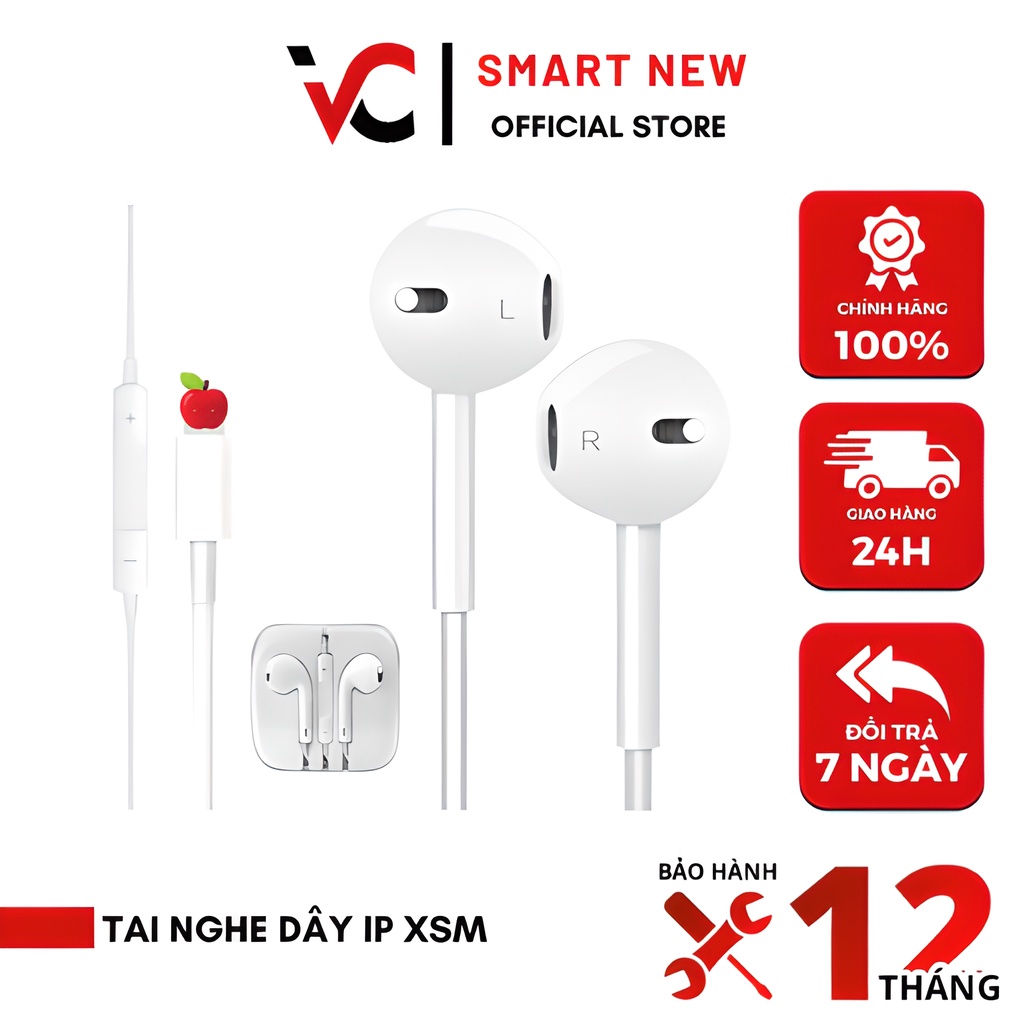 Tai nghe dây ip 7/8/X/Xsm/11/12/13 có mic đàm thoại - Tai X cửa sổ tự động kết nối chân lightning , Bảo hành 12 tháng