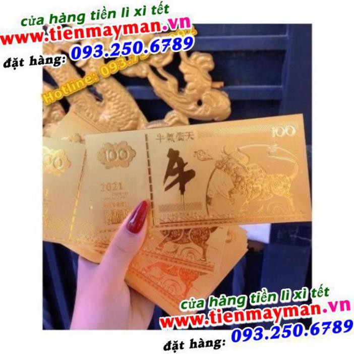[GIÁ SỈ] Tiền Macao 100 hình con Trâu Vàng Plastic Lì Xì Tết 2021