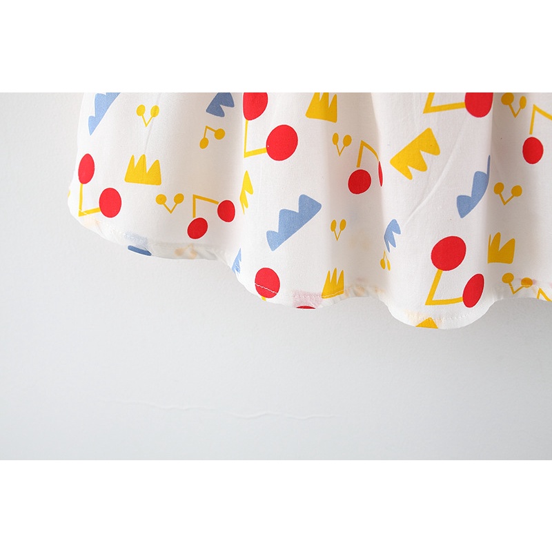 Váy đi biển/đầm đi biển/váy bé gái 2 quai họa cherry tiết xinh xắn, chất thô thoáng mát cho bé từ 1-4 tuổi