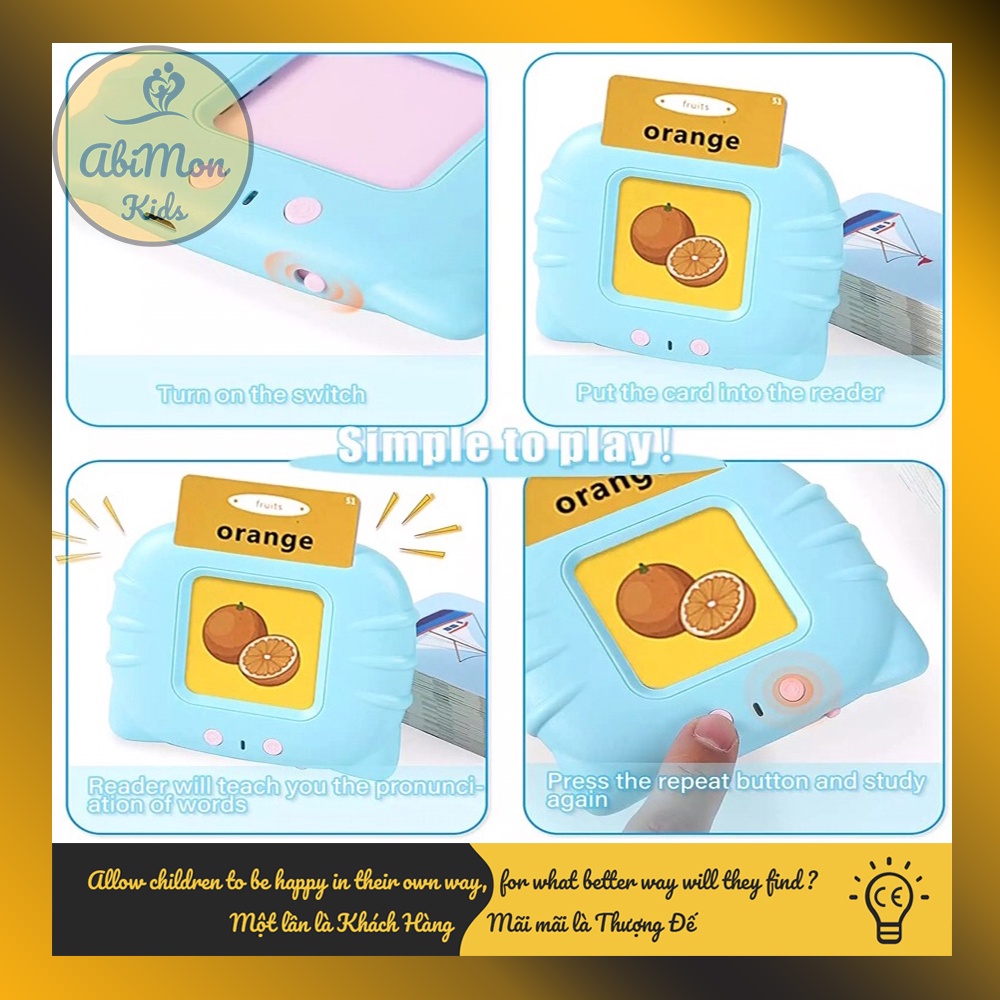 Máy Đọc Thẻ Từ Vựng Anh - Việt Cho Bé (224 từ - sạc pin) ☘️ Montessori ✨ (Đồ chơi Giáo Dục - An toàn - Thông minh)