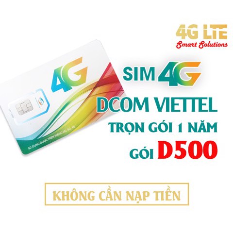 (XẢ LÔ CUỐI) SIM VIETTEL D500 TRỌN GÓI 1 NĂM MIỄN PHÍ DATA 4GB - FREE MẠNG 12 THÁNG KHÔNG LO TỐN KÉM