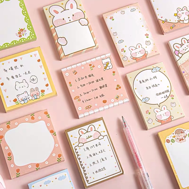 [Có mix] Tập 80 tờ giấy note dán gáy dễ thương size 6x9cm dùng để ghi chú