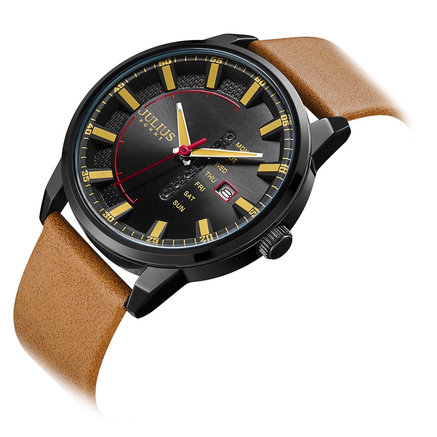 [Mã BMLT200 giảm 10% đơn 699K] Julius Mall - Đồng Hồ Nam JAH-137B Julius Hàn Quốc Dây Da | BigBuy360 - bigbuy360.vn