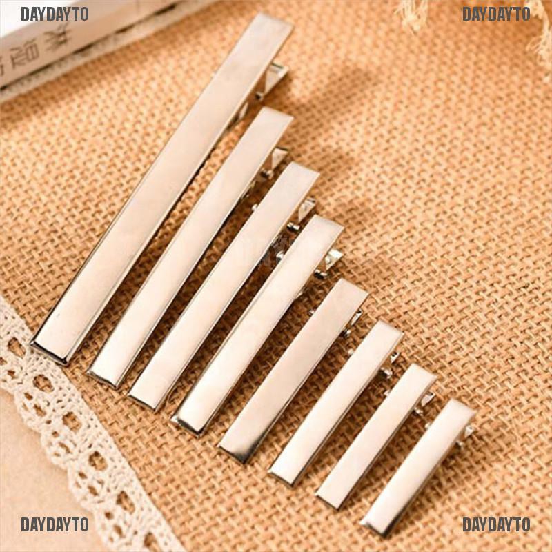 [DAYDAYTO] Set 20 Kẹp Tóc Cá Sấu Kim Loại Màu Bạc Mới DIY