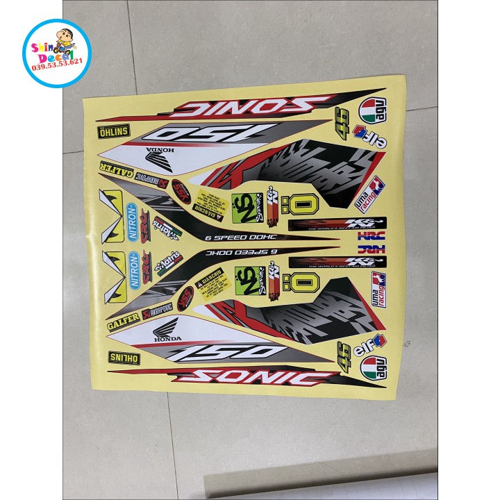 Tem xe sonic 150 in uv ép nhiệt