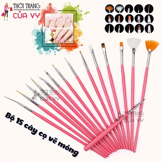 BỘ CỌ VẼ MÓNG NGHỆ THUẬT LÀM NAIL 15 CÂY CÁN HỒNG