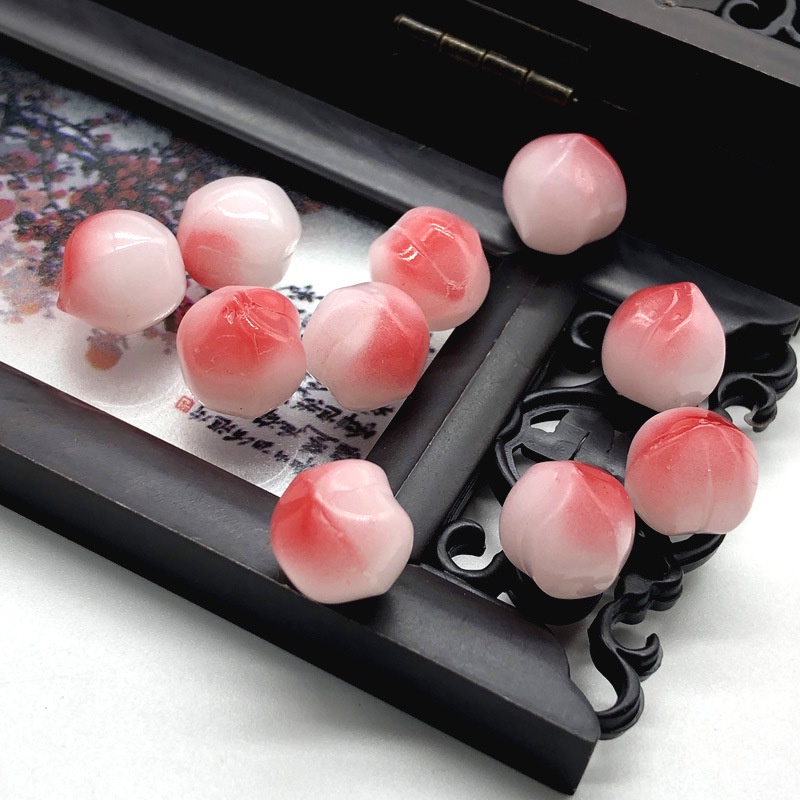 (1 cái)Quả đào tiên thủy tinh 13mm, Nguyên liệu làm trang sức cổ trang, Nguyên liệu diy