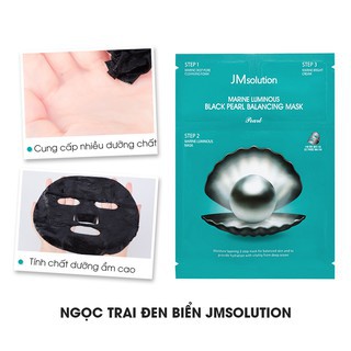 Hộp 10 Miếng Mặt Nạ Dưỡng Da Hàn Quốc JM Solution Chính Hãng, Chiết Xuất Từ Ngọc Trai Đen Dưỡng Da 3 Bước Hoàn Hảo