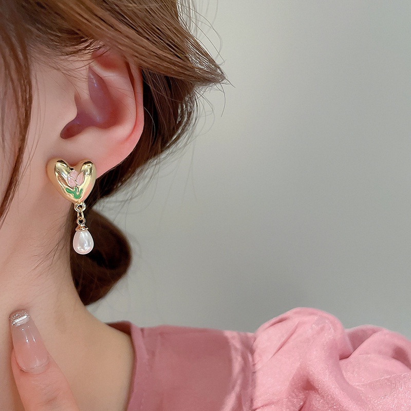 Bông Tai Mạ Bạc 925 Hình Hoa Đính Ngọc Trai Thời Trang Cho Nữ