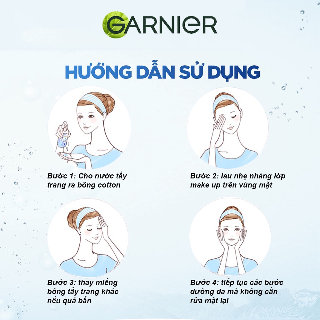 Nước tẩy trang không cồn Garnier tẩy trang sạch sâu cho mọi loại da, an toàn cho da 375ml