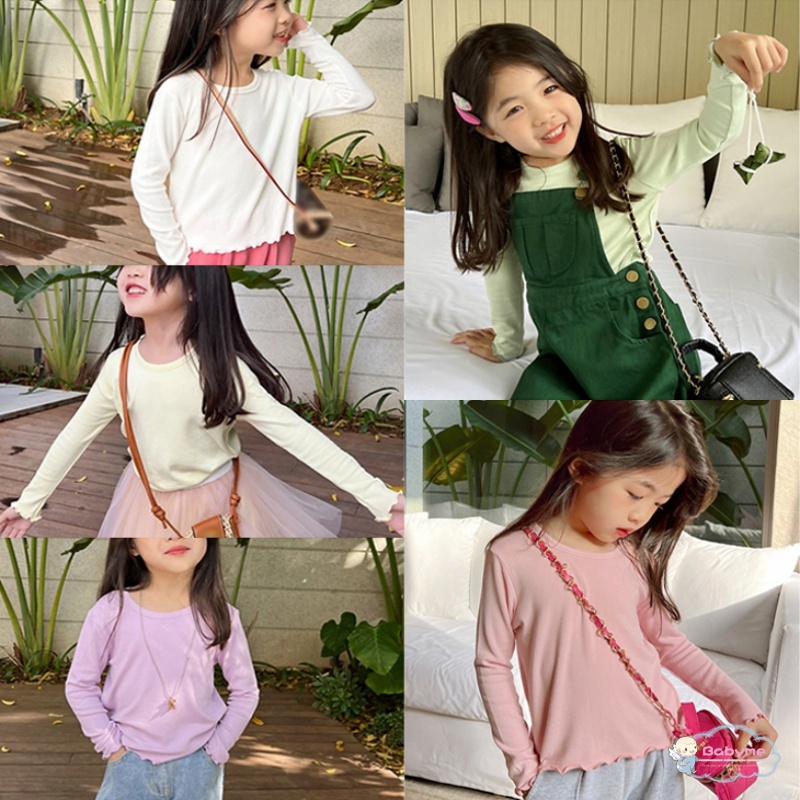 Áo Thun Tay Dài Bằng Cotton Thời Trang Dễ Thương Cho Bé Gái