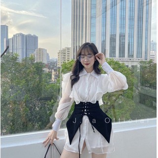 sơmi voan bèo belt đan dây Đầm dự tiệc Jna Official