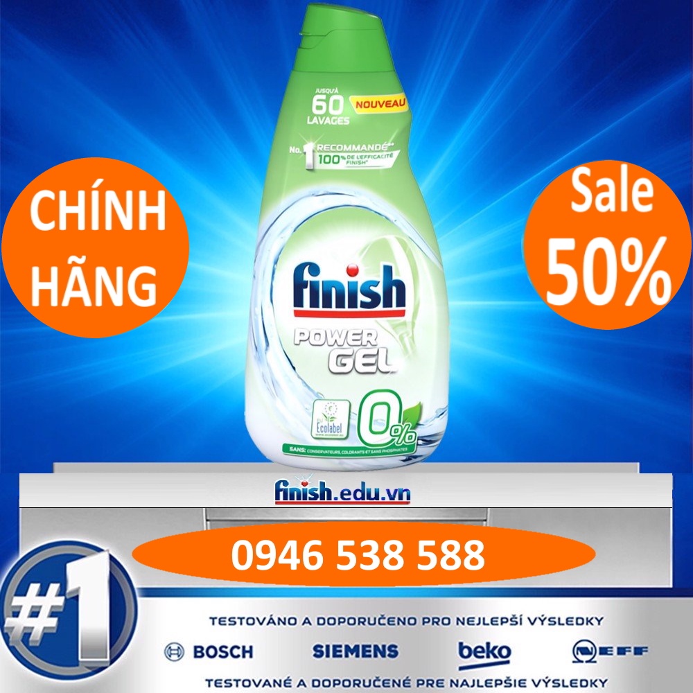 Gel rửa bát Finish Eco 0% 900ml chính hãng