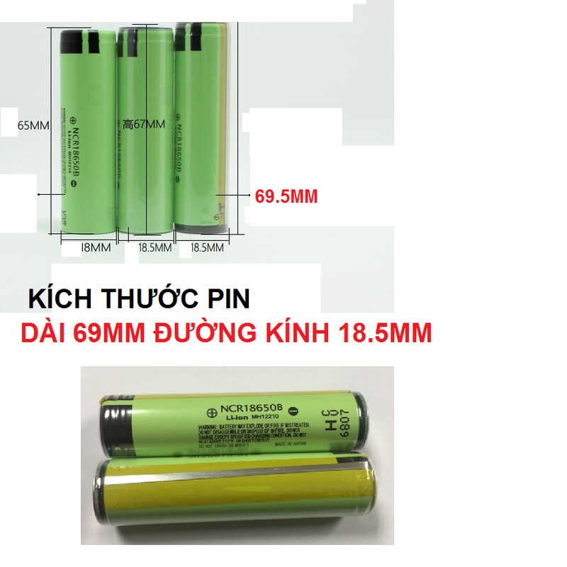 Pin 3.7v 18650 dung lượng cao 3400mah có mạch bảo vệ Mã pin NCR18650B