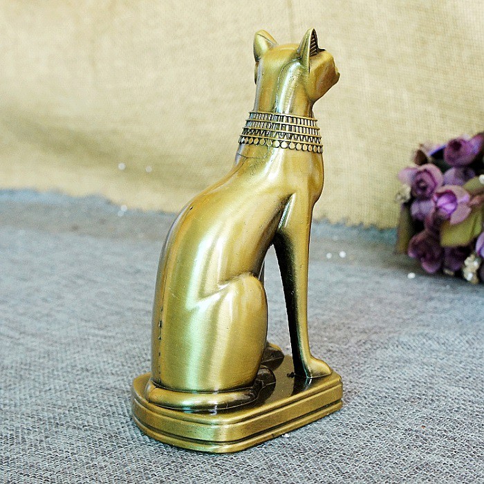 [CAO 15.5CM] Mô hình tượng thần mèo Ai Cập bằng kim loại, biểu tượng của may mắn &amp; quyến lực