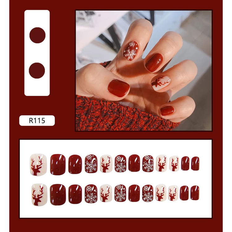 Hộp 24 Móng Tay Giả Chủ Đề Giáng Sinh