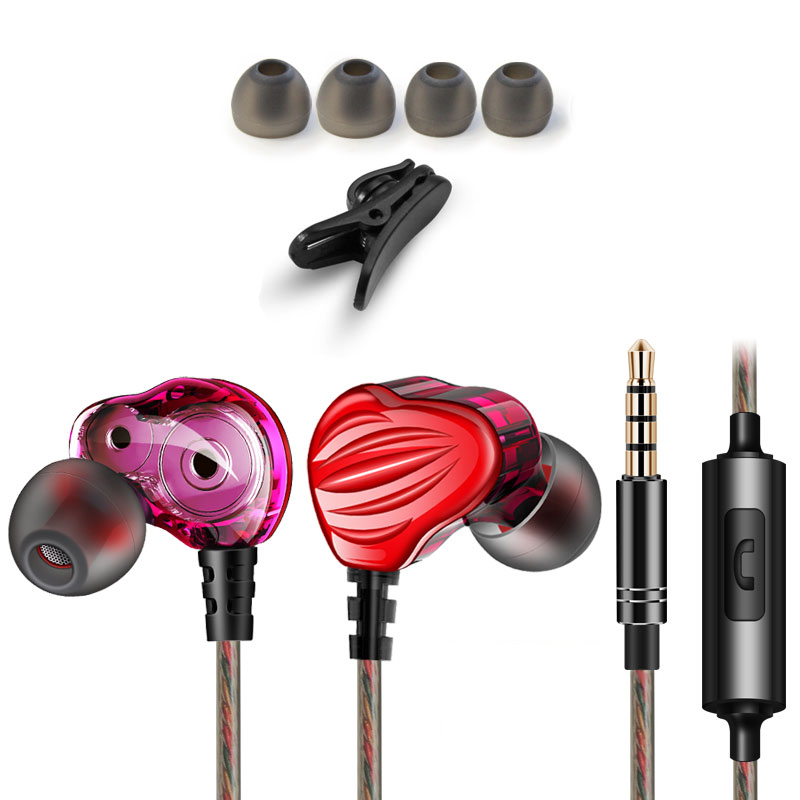 Fashion Dual Drivers Earphone High Bass Stereo Earphones Headset Sport Wired Earbuds 3.5mm With Mic For Meizu Xiaomi Sony