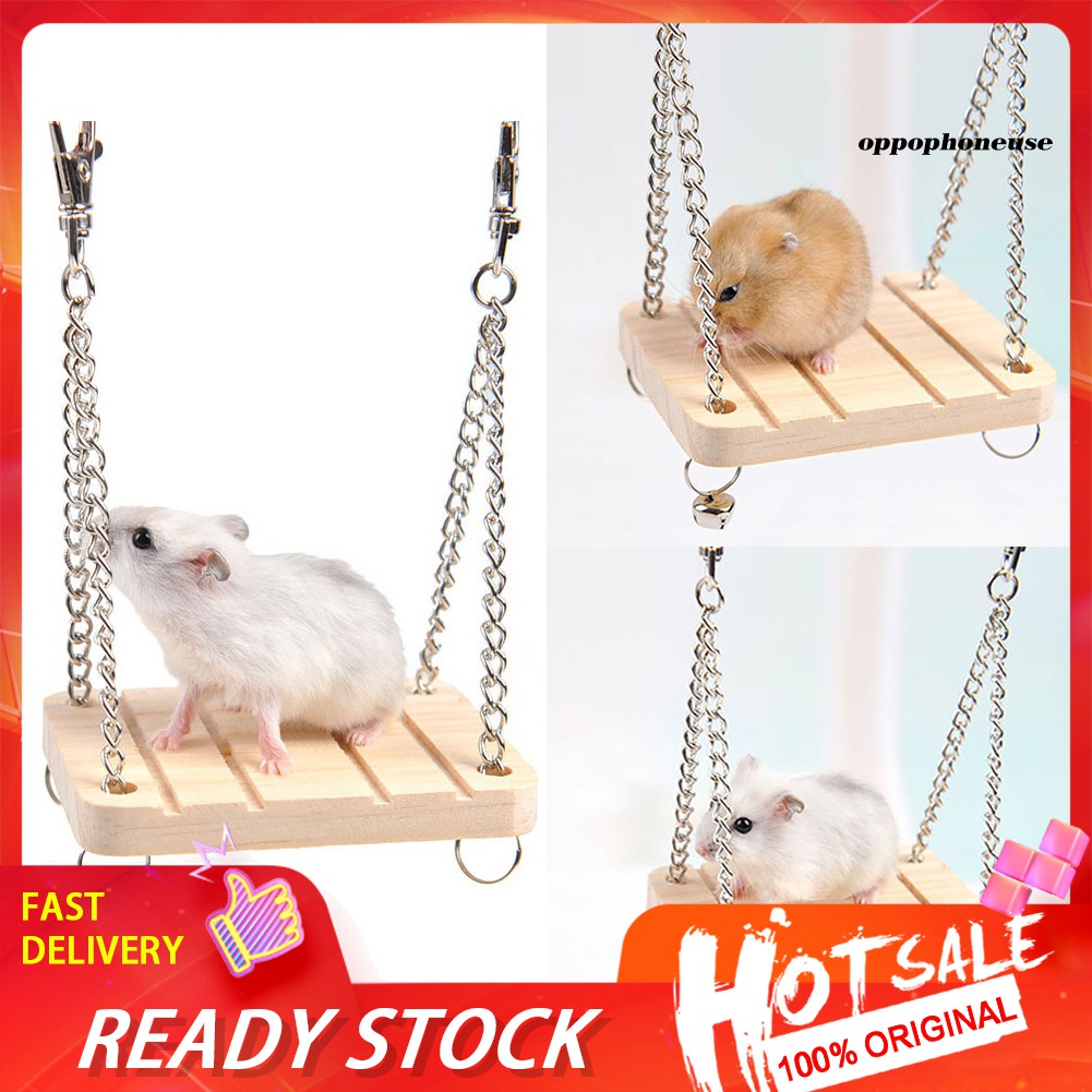 Võng Treo Bằng Gỗ Có Chuông Nhỏ Xinh Xắn Dành Cho Chuột Hamster / Chim Cảnh