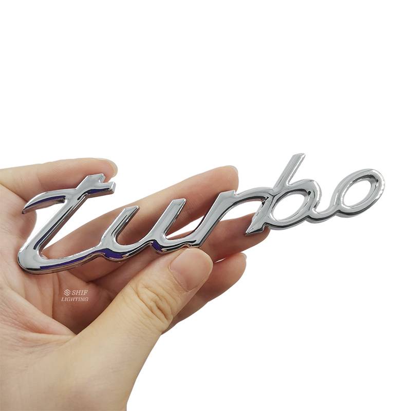 Miếng dán logo kim loại chữ Turbo dành cho trang trí bên hông xe hơi