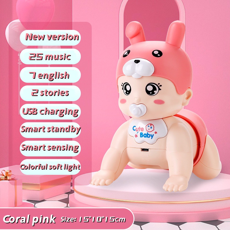 Đồ Chơi Mông (có sạc) đồ chơi có nhạc cho bé Xoắn Điện Tử Phát Nhạc Tập Bò Cho Bé đồ chơi bò đồ chơi bé tập bò búp bê tập bò